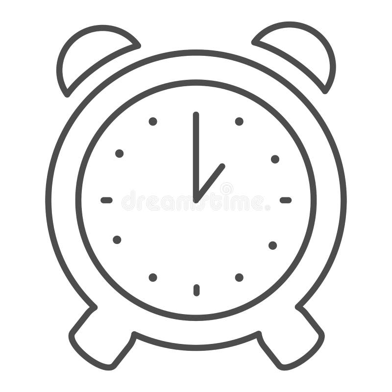 Pictogram van de wekker het dunne lijn Waakzame vectordieillustratie op wit wordt geïsoleerd De stijlontwerp van het tijdoverzich stock illustratie Pictogram van de wekker het dunne lijn Waakzame vectordieillustratie op wit wordt geïsoleerd De stijlontwerp van het tijdoverzich stock illustratie