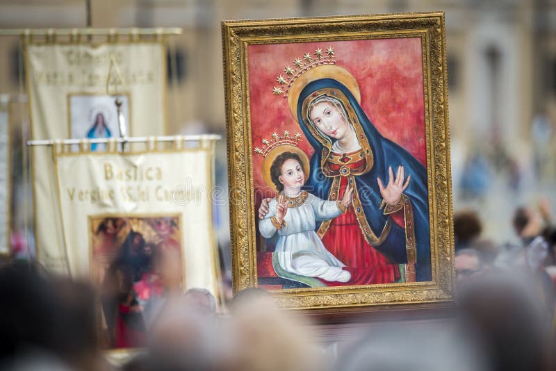 Pictogram van onze Dame Mary en Jesus Child stock fotografie Pictogram van onze Dame Mary en Jesus Child stock fotografie