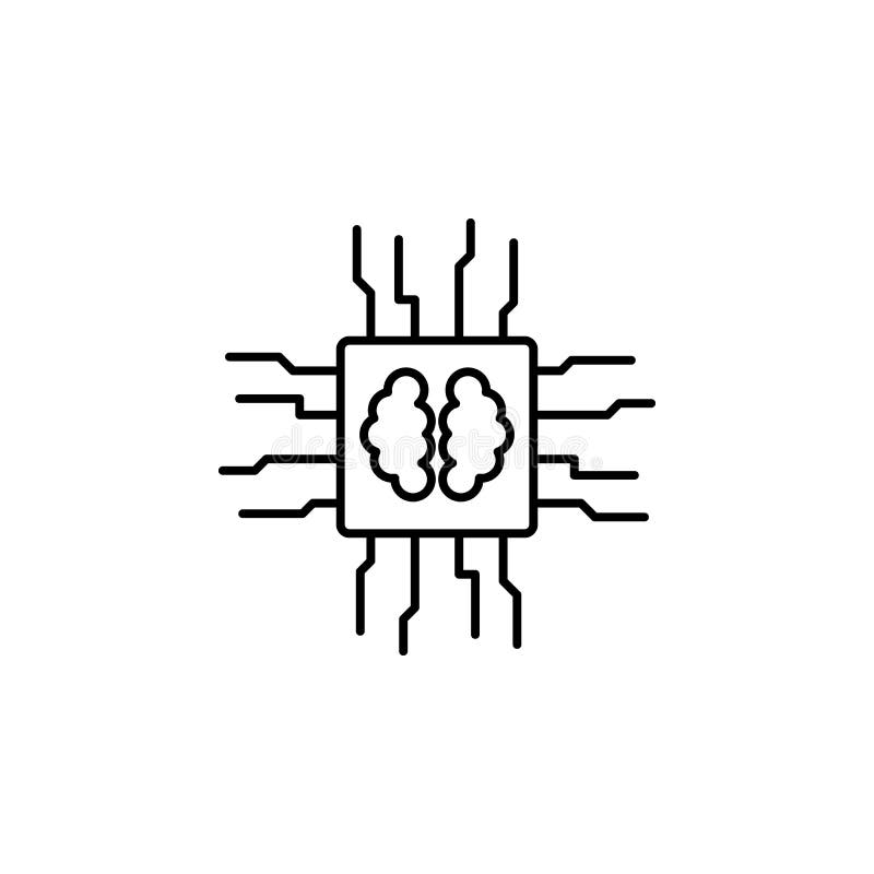 Pictogram van spaander het slimme hersenen Element van toekomstig technologiepictogram voor mobiel concept en Web apps Dunne slim vector illustratie Pictogram van spaander het slimme hersenen Element van toekomstig technologiepictogram voor mobiel concept en Web apps Dunne slim vector illustratie