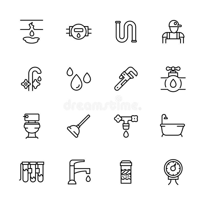 Pictogram vastgestelde reparatie en loodgieterswerk Bevat dergelijke symbolenpijpen, het door buizen leiden, tapkraan, toilet, ba vector illustratie Pictogram vastgestelde reparatie en loodgieterswerk Bevat dergelijke symbolenpijpen, het door buizen leiden, tapkraan, toilet, ba vector illustratie