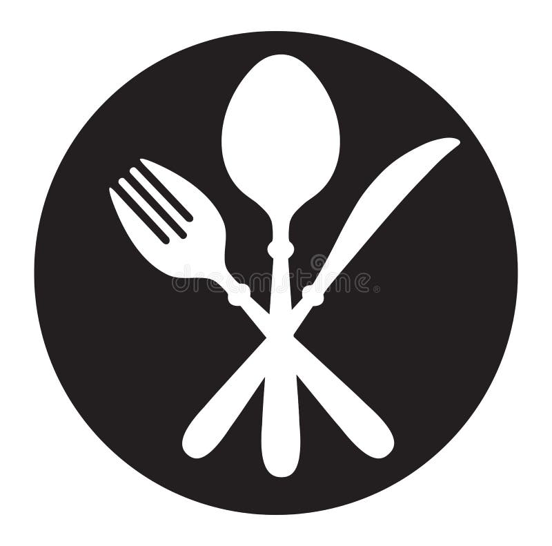Pictogram voor vork, lepel, mes en bord