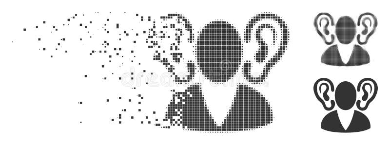 Pictograma Ascultător de semitonuri pixeli fragmentați stock illustration
