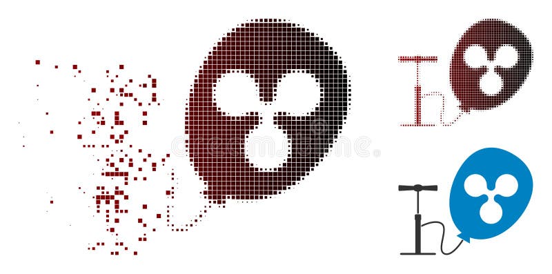 Pictograma balonului cu pompă de semitonuri pixelată deteriorată stock illustration