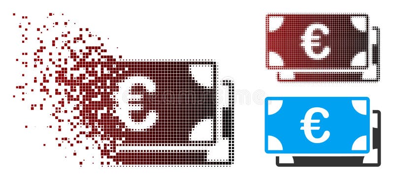 Pictograma Bancnote euro cu semiton pixeli fragmentați vector illustration