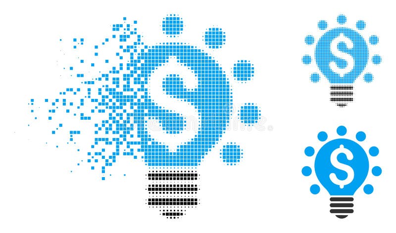 Pictograma Bulb pentru brevetare pentru semitonuri în pixeli fragmentați royalty free illustration