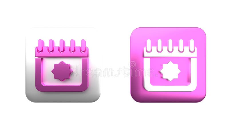 Pictograma Calendar ramadan colorat, izolată pe fond alb. ramadan kareem și simbolurile islamice. buton pătrat 3d royalty free illustration