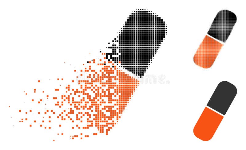 Pictograma Capsulă cu semiton pixelat deteriorat vector illustration