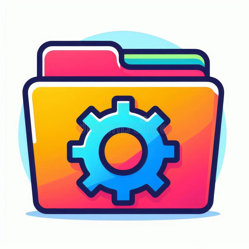 Pictograma configurare dosar setări colorate vector illustration
