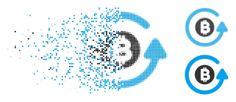 Pictograma Contur bitcoin bitcoin cu semitonuri în pixeli fragmentați vector illustration
