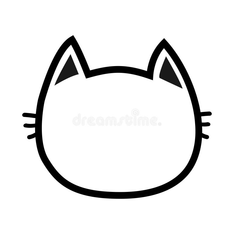 Pictograma contur față față de pisică neagră. pictogramă linie. personaj caricatural drăguț. kitty Kitten Whisker: șablon gol. vector illustration