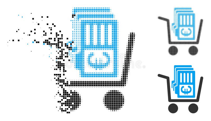 Pictograma Coș de ieșire numerar cu semitonuri în pixeli fragmentați royalty free illustration