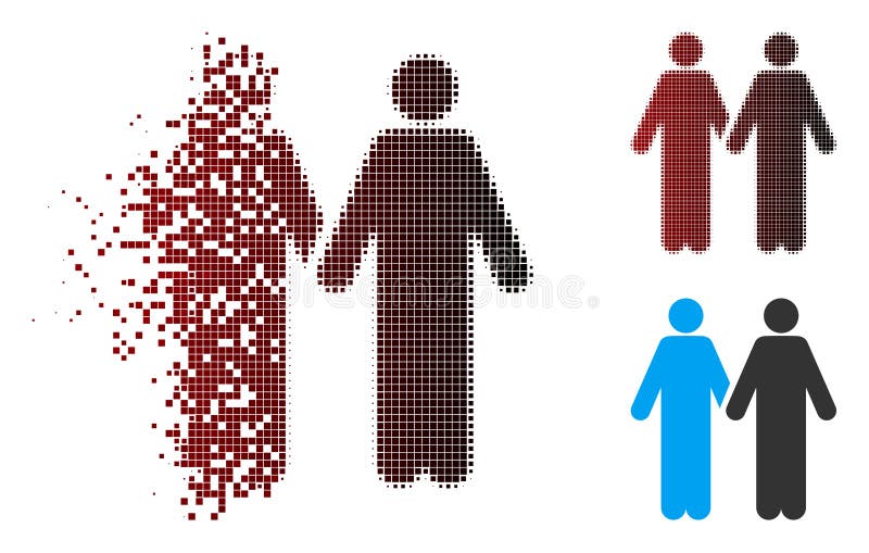 Pictograma cuplului gay semiton pixeli fragmentați stock illustration