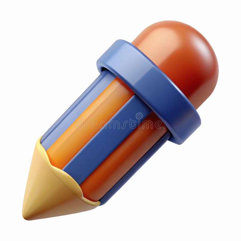 Pictograma 3D pentru proiecte de design al creativității în educație, creion albastru portocaliu și creion albastru vector illustration