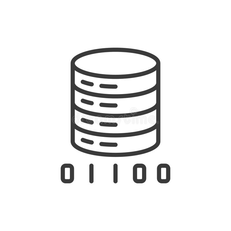 Pictograma de codare a serverului în design linie. date de dezvoltare backend pentru programare de codificare server pe alb royalty free illustration