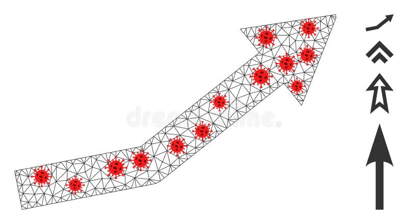 Pictograma de tendencia de crecimiento de canal poligonal con elementos de coronavirus ilustración del vector
