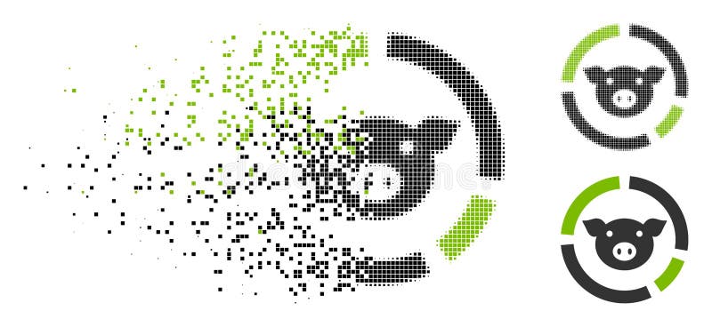 Pictograma diagramei porcului cu semitonuri pixelate deteriorate vector illustration