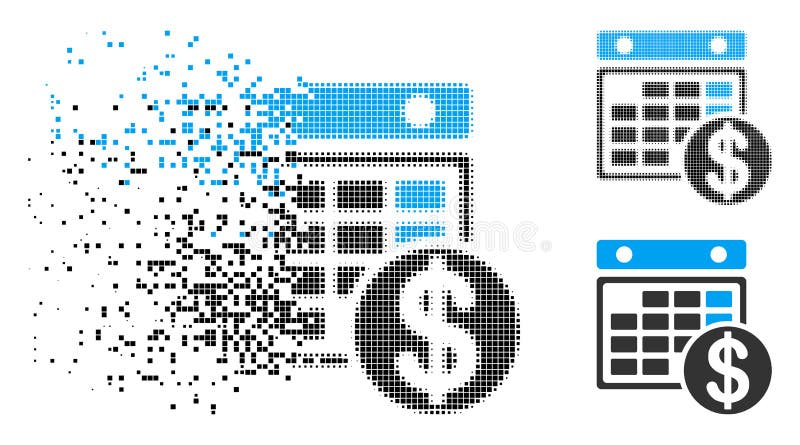 Pictograma din calendarul pixelat pixelat cu semitonuri deteriorat vector illustration