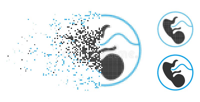 Pictograma embrionului pixelat pe semiton deteriorat stock illustration