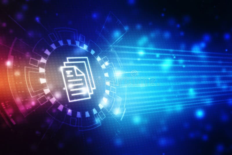Pictograma fișierului document în fundal de tehnologie abstractă pentru business vector illustration