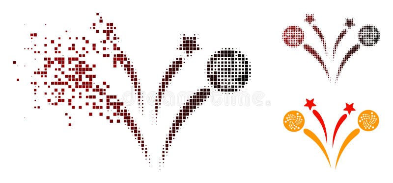 Pictograma Focuri de artificii cu semitonuri pixelate deteriorate stock illustration