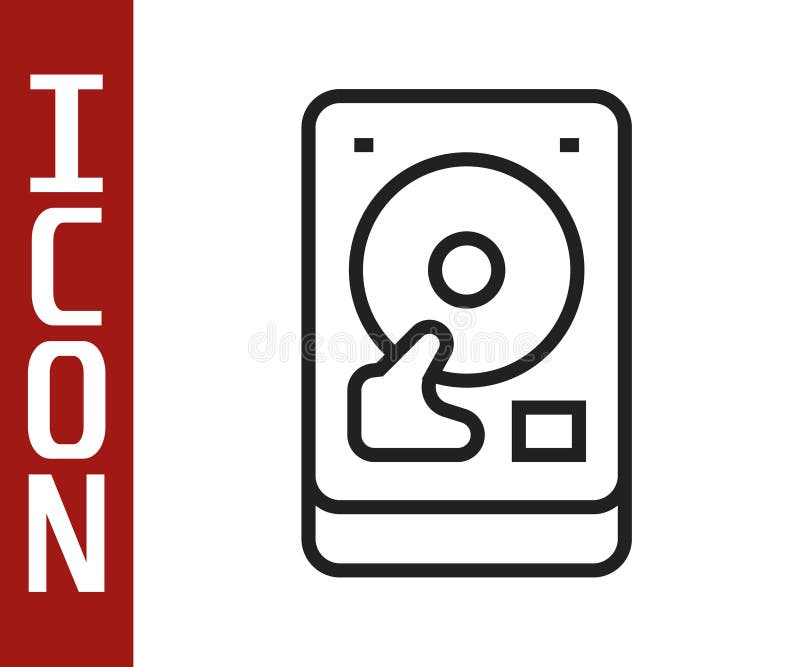 Pictograma hard disk cu linie neagră, izolată pe fond alb. vector vector illustration