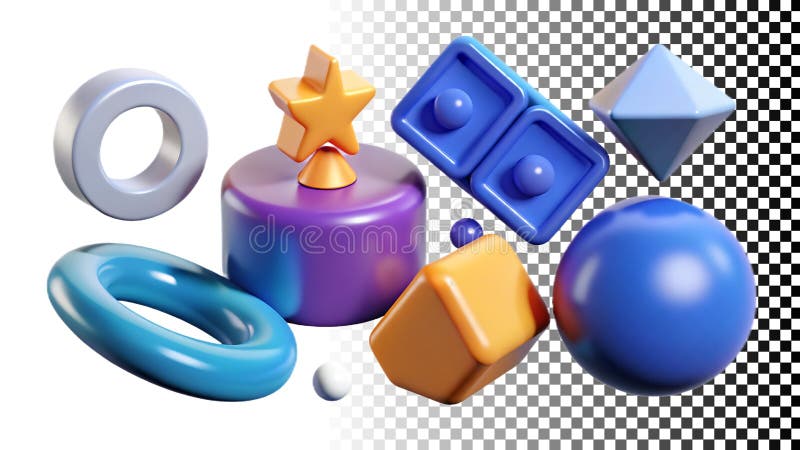 Pictograma obiecte abstracte colorate elemente geometrice jucăușe png imagine transparentă IA generată royalty free illustration