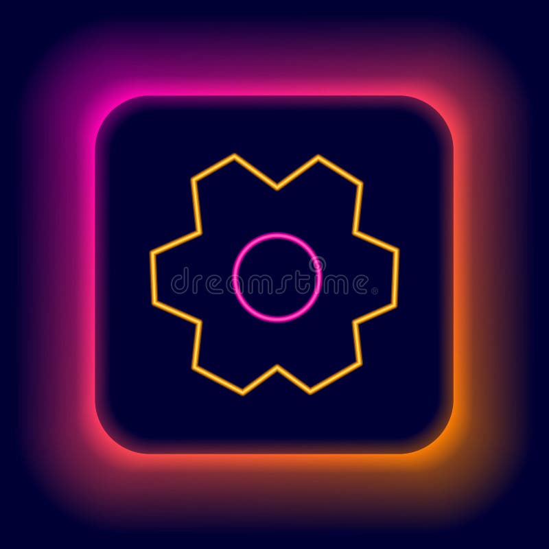 Pictograma pentru angrenaje neon-line izolată pe fond negru. semnul pentru configurarea treptelor de viteză. simbol cog. contur co stock illustration