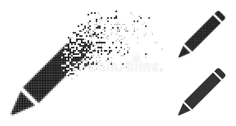 Pictograma pentru creion pixelat deteriorat cu versiune semiton stock illustration