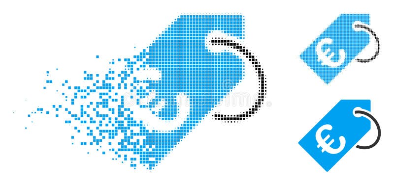 Pictograma pentru eticheta cu semiton pixelat deteriorat vector illustration