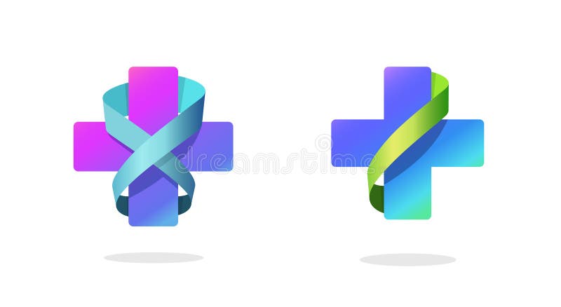 Pictograma pentru logo-ul farmaciei încrucișate Pictograma 3d Medicină de sănătate drogherie siglă grafică modernă tip magazin med vector illustration