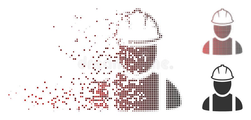 Pictograma pentru lucrătorul cu semitonuri pixeli fragmentați vector illustration
