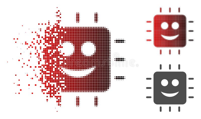 Pictograma pentru procesor fericit semiton pixeli fragmentat vector illustration