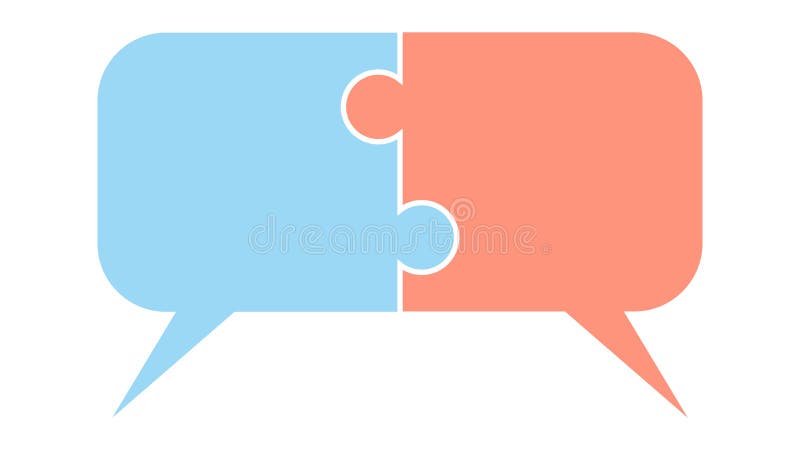 Pictograma pentru siglă pentru puzzle chat înțelege persoanele care integrează balonul de dialog stock illustration