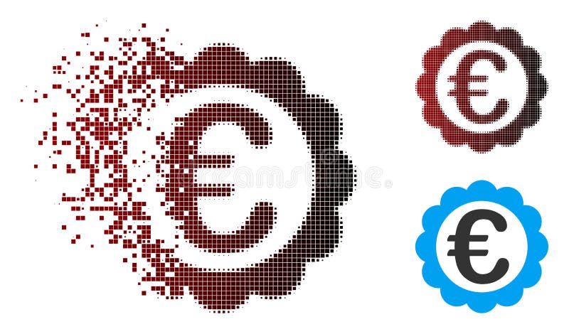 Pictograma pentru ștampila cu semiton de pixel fragmentat pentru calitatea monedei euro royalty free illustration