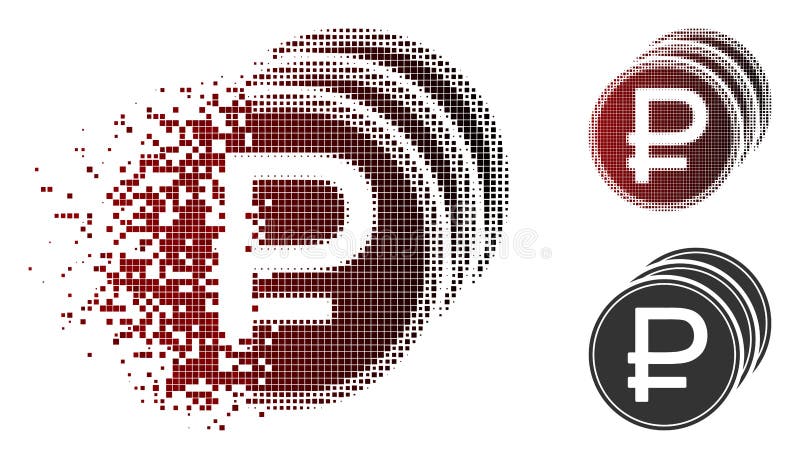 Pictograma Pictogramă ruble cu semitonuri pixeli fragmentați vector illustration