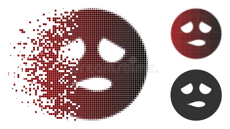 Pictograma pixelat pentru perturbarea semitonurilor deteriorate cu pictograma față zâmbitoare vector illustration