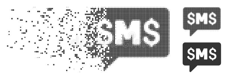 Pictograma pixeli fragmentați a mesajului SMS vector illustration