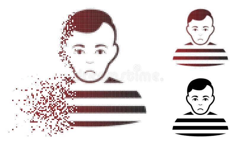 Pictograma pixeli pixelați, deteriorați din păcate, prizonier pe semiton stock illustration