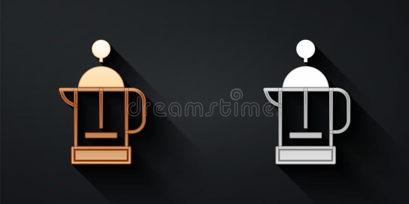 Pictograma Presă franțuzească aurie și argint, izolată pe fond negru. stil umbră lungă. vector stock illustration