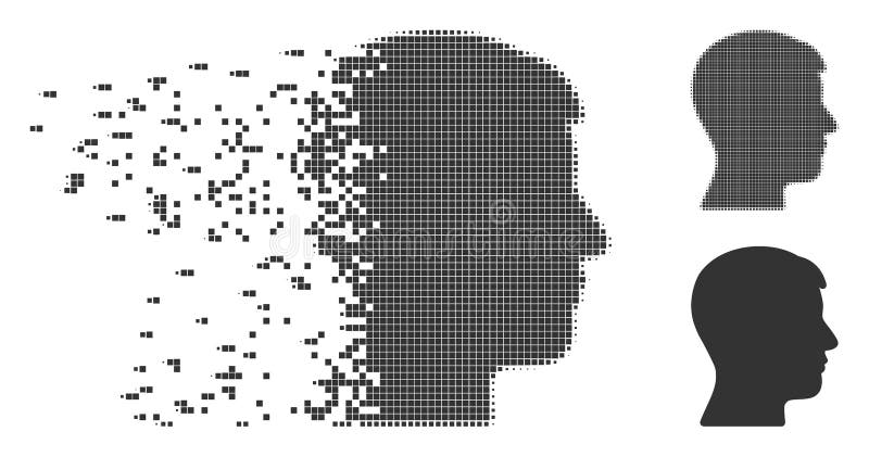 Pictograma profil semiton pixeli fragmentați pentru om vector illustration