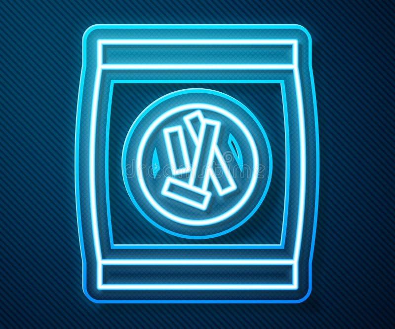 Pictograma Pâini dure din genul Neon Line, Crackks din pâine tare, izolată pe fond albastru. ilustrare vectorială royalty free illustration