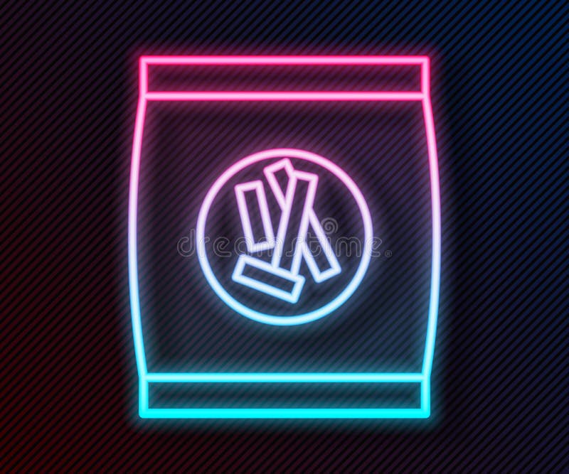 Pictograma Pâini dure din genul Neon Line, Crackks din pâine tare, izolată pe fond negru. ilustrare vectorială royalty free illustration