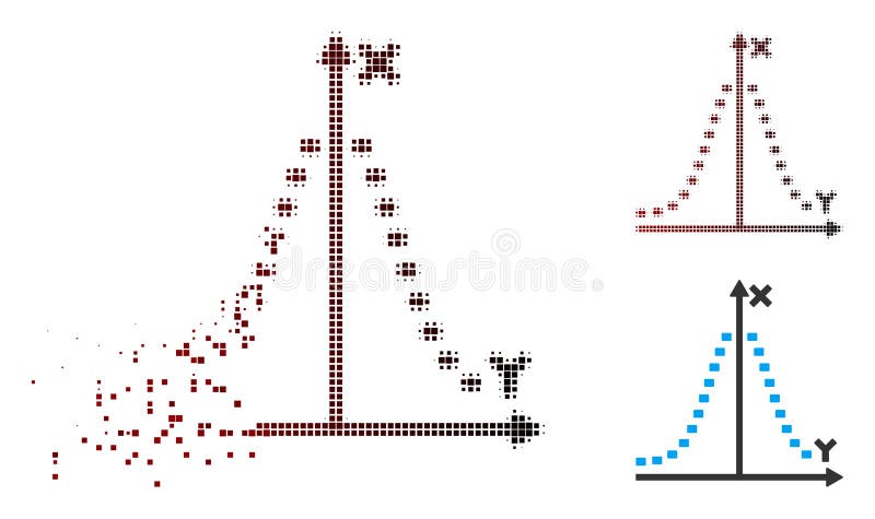 Pictograma reprezentare grafic cu semitonuri punctate în pixeli fragmentați vector illustration