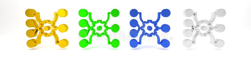 Pictograma rețea neurală colorată, izolată pe fond alb. inteligență artificială. conceptul de minimalism 3d vector illustration
