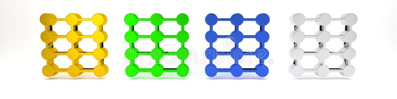 Pictograma rețea neurală colorată, izolată pe fond alb. inteligență artificială. conceptul de minimalism 3d stock illustration