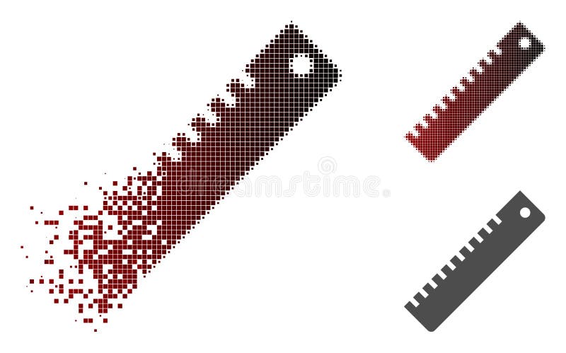 Pictograma riglă pixelată deteriorată vector illustration