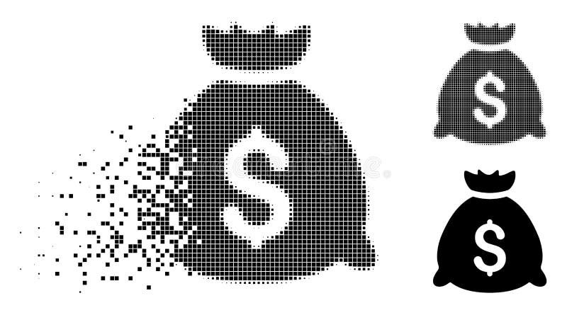 Pictograma Sac cu semitonuri pixeli fragmentați vector illustration