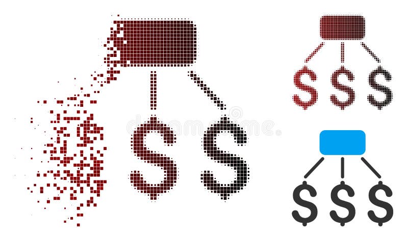 Pictograma schemă financiară cu semitonuri pixeli fragmentați stock illustration