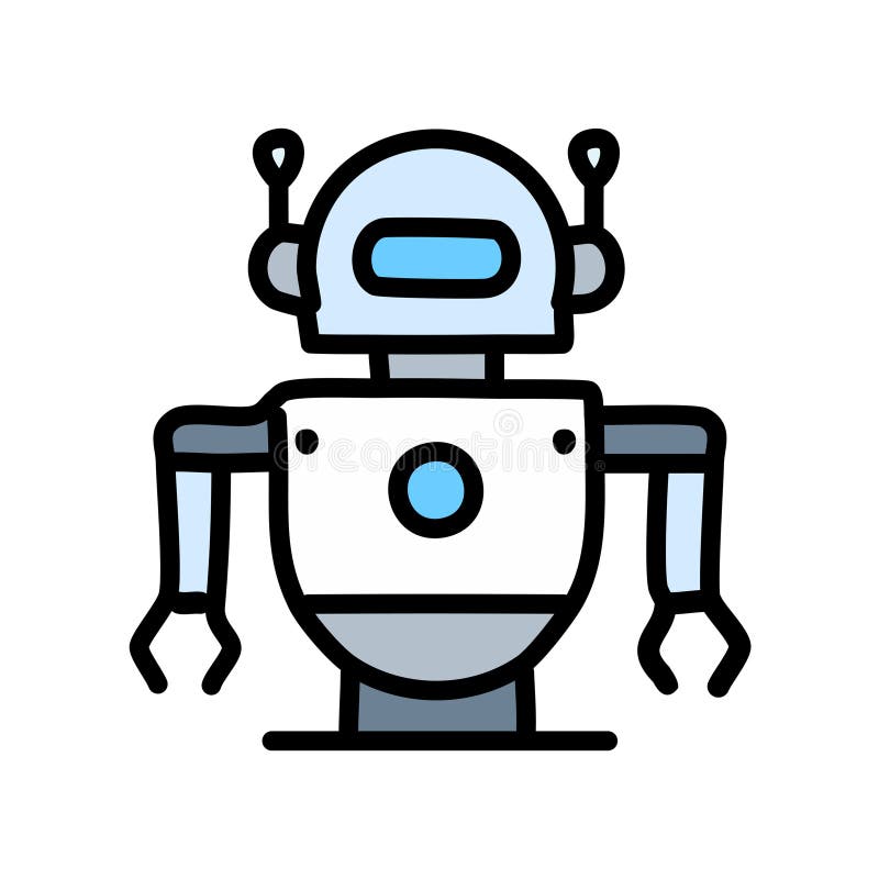 Pictograma schiță editabilă cu design plin și robot-vectorial royalty free illustration