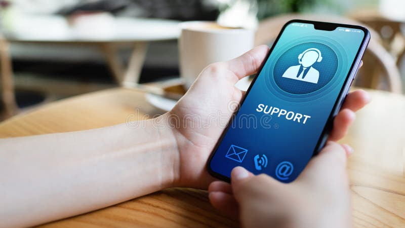 Pictograma serviciului de asistență pentru clienți pe ecranul telefonului mobil. asistență pentru centrul de apeluri 24x7. royalty free stock photos